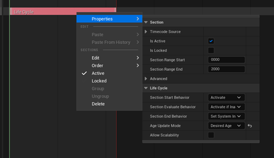 Niagara Lifecycle Track Properties